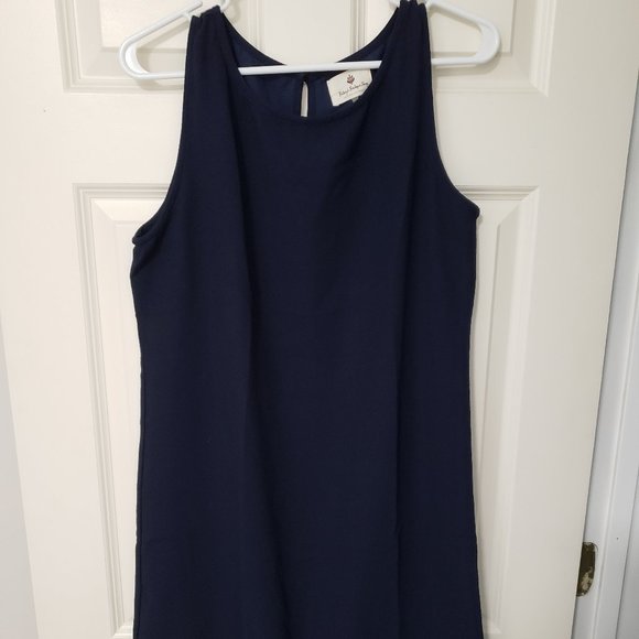 NWOT Navy Blue Scallop Bottom Tank Dress - Picture 3 of 8